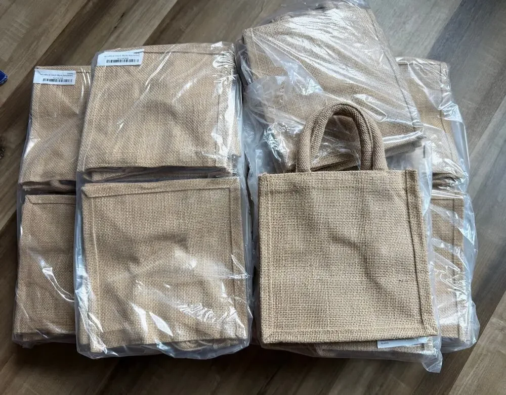 Imagine Color 50 count Small Burlap Gift Bags with Handles 8